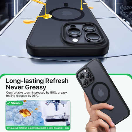 Husa pentru iPhone 16, MagSafe, Drop Resistant Shockproof, Matte Skin Black [9]