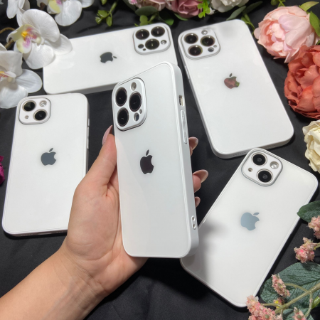 Husa Pentru Iphone 15, Sticla si Silicon, Alba [2]