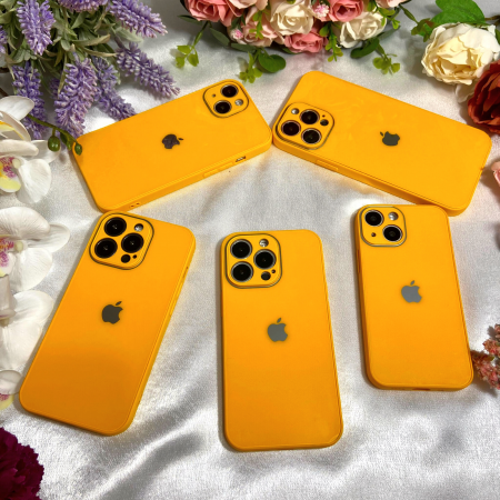 Husa Pentru iPhone 14 Pro Sticla si Silicon, Orange-Lemon [3]