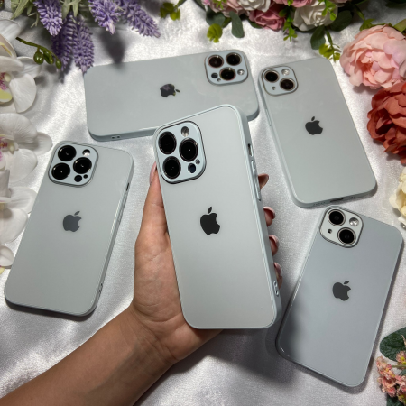 Husa Pentru Iphone 15 Plus Sticla si Silicon, Blue-Grey [1]