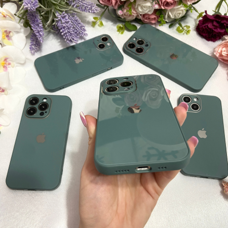 Husa Pentru iPhone 12 Pro Sticla si Silicon, Green [2]