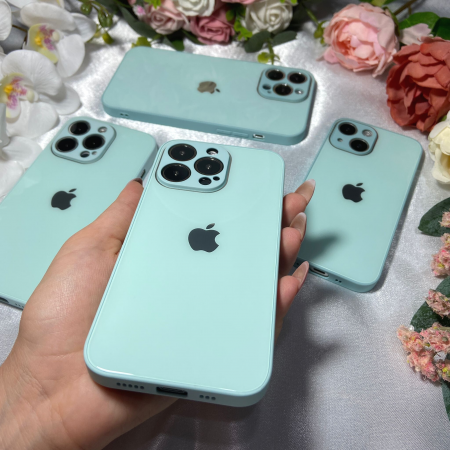 Husa Pentru Iphone 14 Plus Sticla si Silicon, Turcoaz [2]