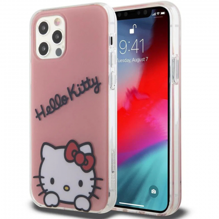 Husa pentru iPhone 13 Pro Hello Kitty IML Head Logo Case, Pink [1]