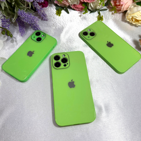 Husa Pentru Iphone 13 Mini Sticla si Silicon, Green-Lite [3]