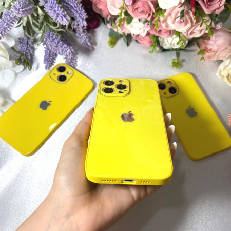 Husa Pentru Iphone 14, Sticla si Silicon, Lemon [2]