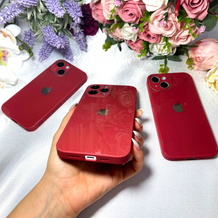 Husa Pentru Iphone 12 Pro Sticla si Silicon, Red [2]