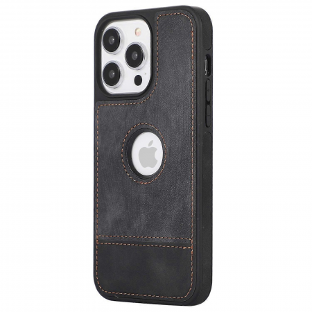 Husa pentru iPhone 15 Plus din Piele, New Business, Graphite Black Mat [2]