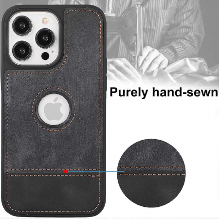 Husa pentru iPhone 15 Plus din Piele, New Business, Graphite Black Mat [6]