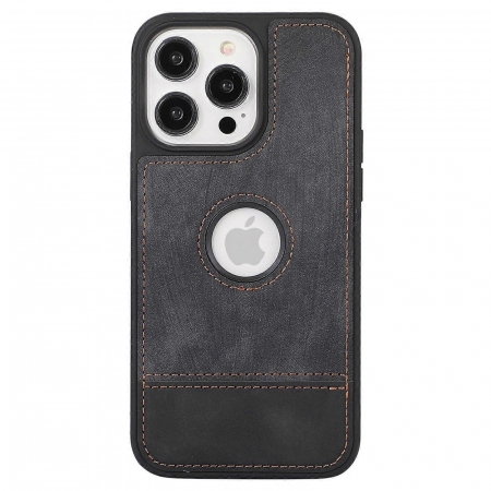 IPHONE 15 PRO MAX - Husa pentru iPhone 15 Pro Max din Piele, New Business, Graphite Black Mat