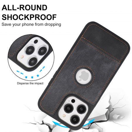 Husa pentru iPhone 14 Pro din Piele, New Business, Graphite Black Mat [5]