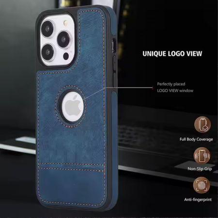 Husa pentru iPhone 14 Pro Max din Piele, New Business, Blue Mat [2]