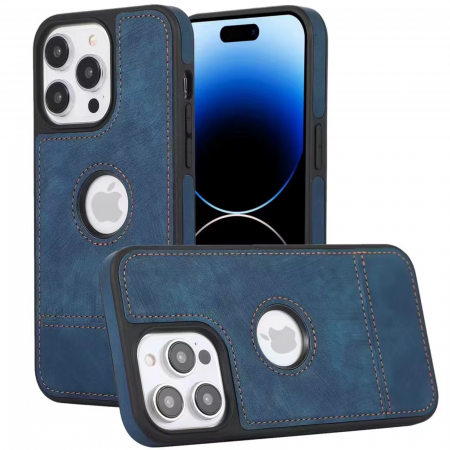 Husa pentru iPhone 15 Pro Max din Piele, New Business, Blue Mat [1]