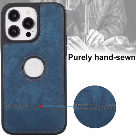 Husa pentru iPhone 15 Pro Max din Piele, New Business, Blue Mat [3]
