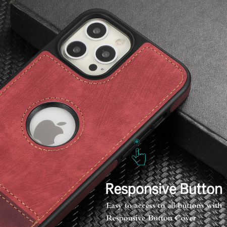 Husa pentru iPhone 14 din Piele, New Business, Rosu Mat [7]