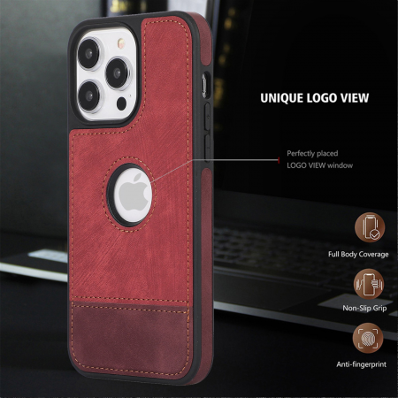 Husa pentru iPhone 14 din Piele, New Business, Rosu Mat [3]