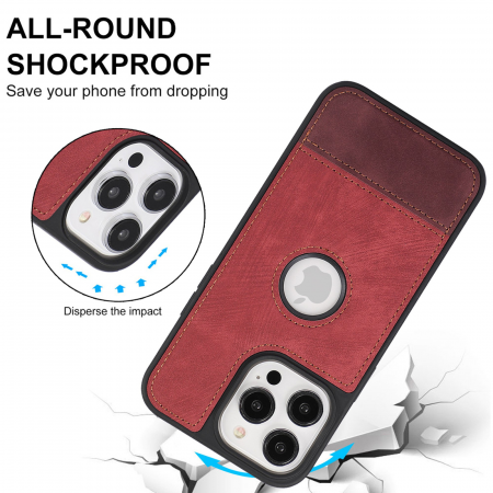 Husa pentru iPhone 15 din Piele, New Business, Rosu Mat [5]