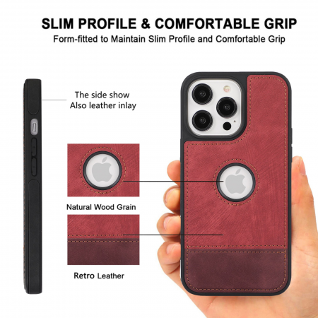Husa pentru iPhone 16 Pro Max din Piele, New Business, Rosu Mat [4]