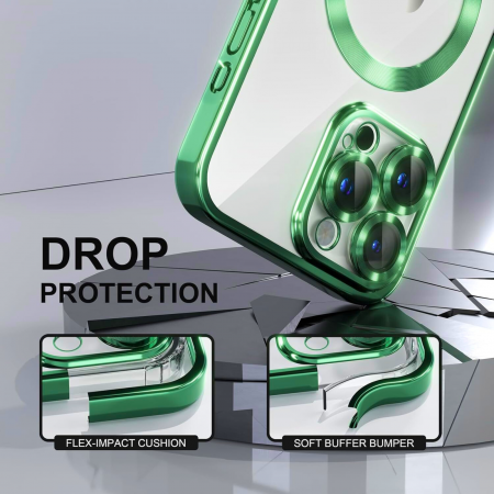 Husa pentru iPhone 14, Luxury MagSafe Anti-Shock cu Protectie Lentile Camera, Green [2]