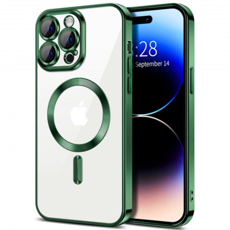 IPHONE 13 PRO MAX - Husa pentru iPhone 13 Pro Max, Luxury MagSafe Anti-Shock cu Protectie Lentile Camera, Green