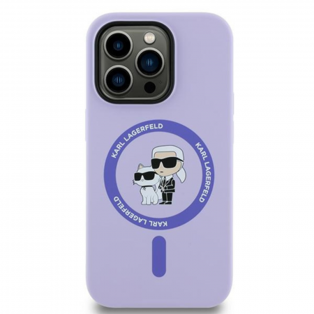 IPHONE 14 PRO MAX - Husa pentru iPhone 14 Pro Max Karl Lagerfeld Silicone Ring MagSafe (KLHMP14XSCMKCRHU) Karl&Choupette, Purple