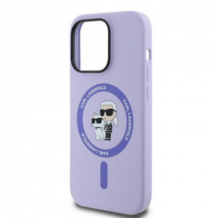 Husa pentru iPhone 14 Pro Karl Lagerfeld Silicone Ring MagSafe (KLHMP14LSCMKCRHU) Karl&Choupette, Purple [4]