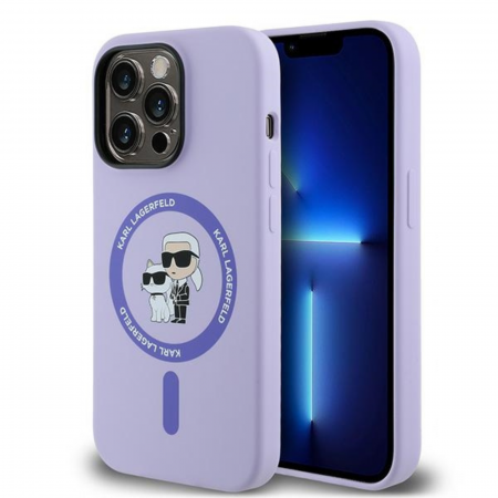 Husa pentru iPhone 14 Pro Max Karl Lagerfeld Silicone Ring MagSafe (KLHMP14XSCMKCRHU) Karl&Choupette, Purple [1]