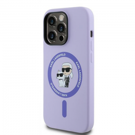 Husa pentru iPhone 14 Pro Karl Lagerfeld Silicone Ring MagSafe (KLHMP14LSCMKCRHU) Karl&Choupette, Purple [3]