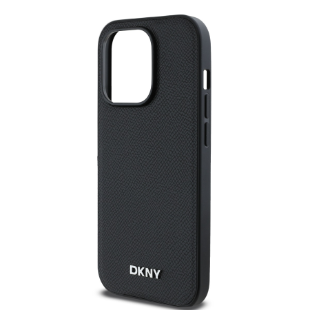 Husa pentru iPhone 14 Pro Max, DKNY PU Leather Silver Metal Logo Magsafe, Black [2]