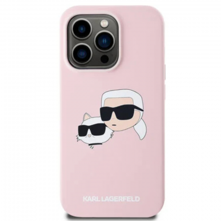 IPHONE 14 PRO MAX - Husa pentru iPhone 14 Pro Max, Karl Lagerfeld Liquid Silicone Double Heads MagSafe, Pink, KLHMP14XSKCHPPLP