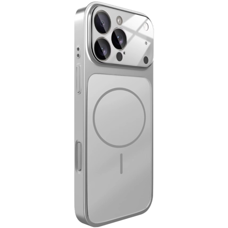IPHONE 15 - Husa pentru iPhone 15, AG Glass Mata MagSafe Slim Full Camera Protect - Convert to 17-18 Series, Silver