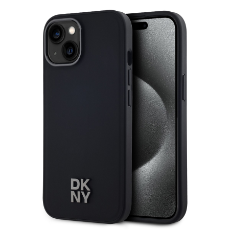 IPHONE 15 - Husa pentru iPhone 15, DKNY PU Leather Stack Logo Magsafe, Black