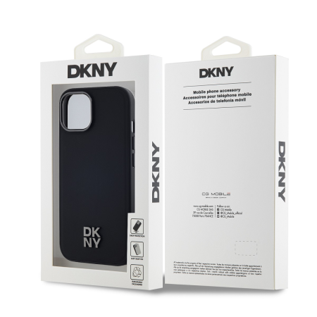 Husa pentru iPhone 15, DKNY PU Leather Stack Logo Magsafe, Black [4]