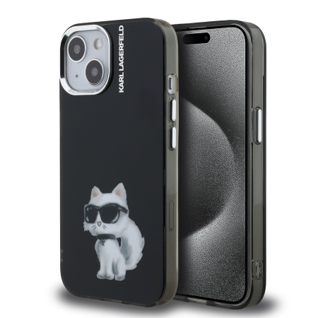 IPHONE 15 - Husa pentru iPhone 15, Karl Lagerfeld IML Aquarelle Choupette, Black