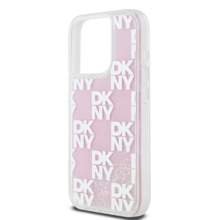 Husa pentru iPhone 15 Pro, DKNY Liquid Glitter Checkered Pattern, Pink [3]