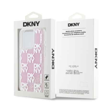 Husa pentru iPhone 15 Pro, DKNY Liquid Glitter Checkered Pattern, Pink [4]