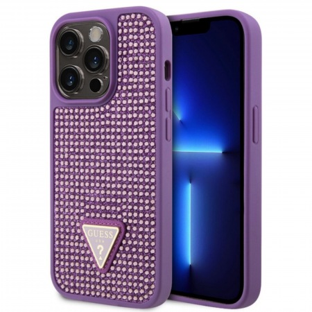 Husa pentru iPhone 15 Pro, Guess Rhinestones Triangle Metal Logo, Purple, GUHCP15LHDGTPU [1]