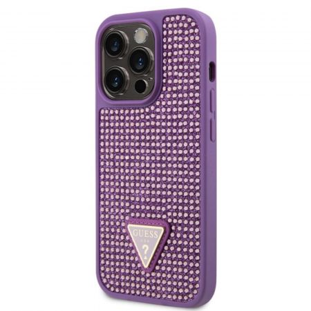 Husa pentru iPhone 15 Pro, Guess Rhinestones Triangle Metal Logo, Purple, GUHCP15LHDGTPU [2]