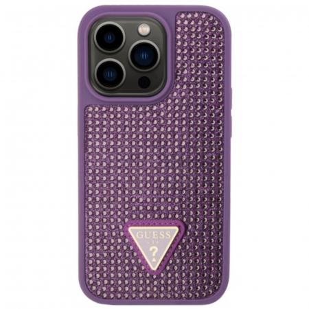 IPHONE 15 PRO - Husa pentru iPhone 15 Pro, Guess Rhinestones Triangle Metal Logo, Purple, GUHCP15LHDGTPU