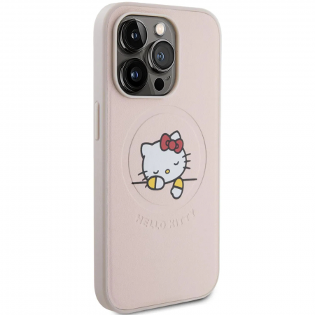 Husa pentru iPhone 15 Pro Max Hello Kitty PU Kitty Asleep Logo MagSafe, Pink [1]