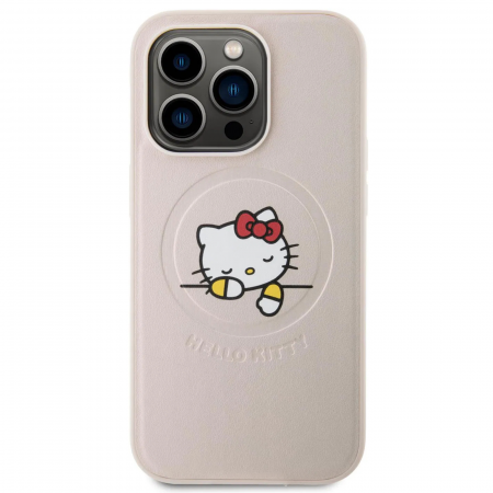 HUSE IPHONE - Husa pentru iPhone 15 Pro Max Hello Kitty PU Kitty Asleep Logo MagSafe, Pink