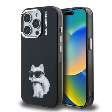 IPHONE 15 PRO - Husa pentru iPhone 15 Pro, Karl Lagerfeld IML Aquarelle Choupette, Black