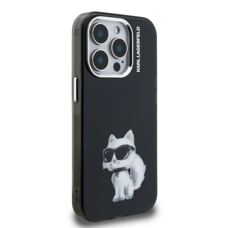 Husa pentru iPhone 15 Pro, Karl Lagerfeld IML Aquarelle Choupette, Black [2]
