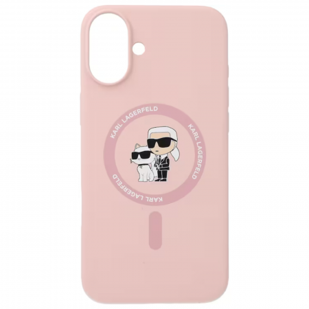 HUSE IPHONE - Husa pentru iPhone 16 Karl Lagerfeld Silicone Ring MagSafe (KLHMP16SSCMKCRHP) Karl&Choupette, Pink