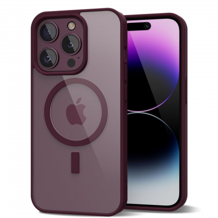 IPHONE 14 PRO - Husa pentru iPhone 14 Pro, Crystal Clear MagSafe, Wine Red