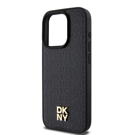 Husa pentru iPhone 15 Pro Max, DKNY PU Leather Repeat Pattern Stack Logo MagSafe, Black [2]