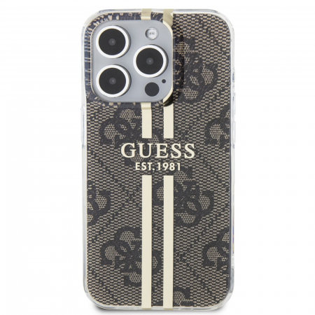 HUSE IPHONE - Husa pentru iPhone 15 Pro Max Guess IML 4G Gold Stripe, Brown