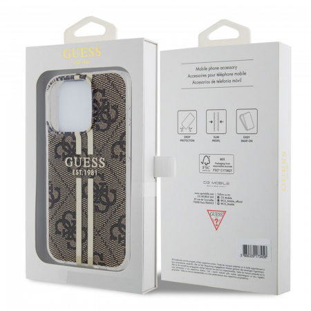 Husa pentru iPhone 15 Pro Max Guess IML 4G Gold Stripe, Brown [4]