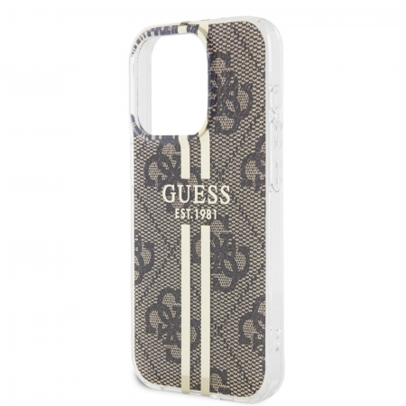 Husa pentru iPhone 15 Pro Max Guess IML 4G Gold Stripe, Brown [3]