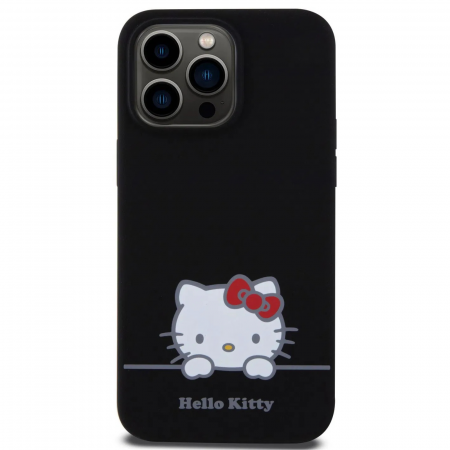 HUSE IPHONE - Husa pentru iPhone 15 Pro Max Hello Kitty Liquid Silicone Daydreaming Logo, Black