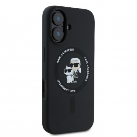 Husa pentru iPhone 16 Plus Karl Lagerfeld Silicone Ring MagSafe (KLHMP16MSCMKCRHK) Karl&Choupette, Black [2]